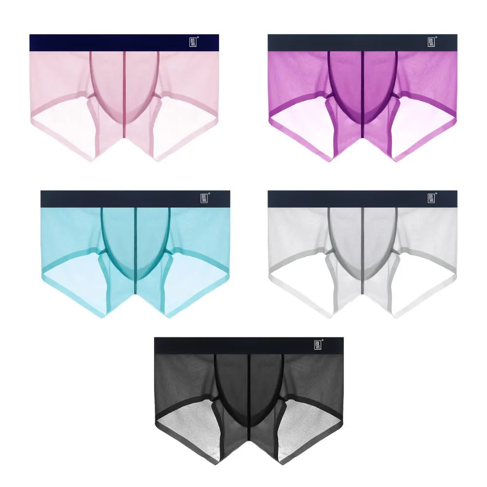 4PCS Men Transparent Underwear Briefs Ice Silk Ultra Thin Panties U Pouch  Undies