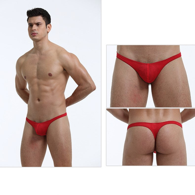 Men's Ultra Thin Mesh Ice Silk Seamless Thongs Up to Size XXL (5-Pack)  JEWYEE 023RDK —