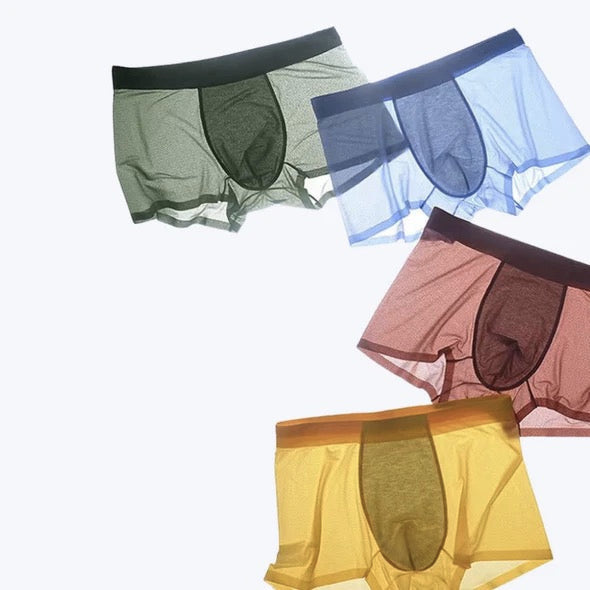 Men's Ultra Thin Seamless Ice Silk Mesh Underpants (4 Pack
