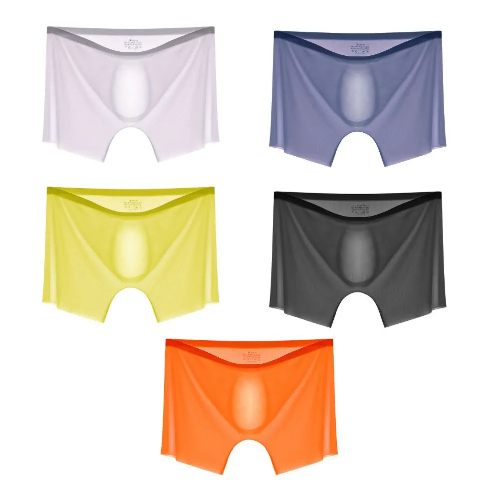 Men's 3D seamless pouch See-through Ribbed Ultra Thin Ice Silk Trunk –  Jewyee Canada